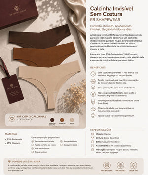RR 14 - Calcinha Invisível sem Costura - Toque Ultra Macio