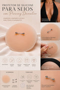 Protetor de silicone para seios com piercing decorativo  - Reutilizável