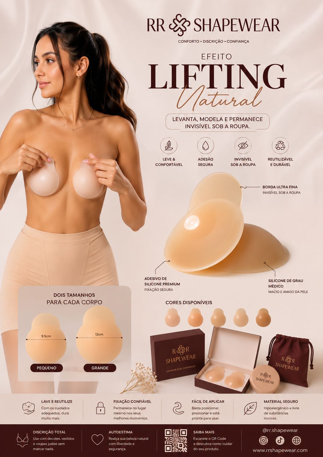 RR 08 - Protetor de Silicone Adesivo c/ efeito Lifting - kit 2 pares